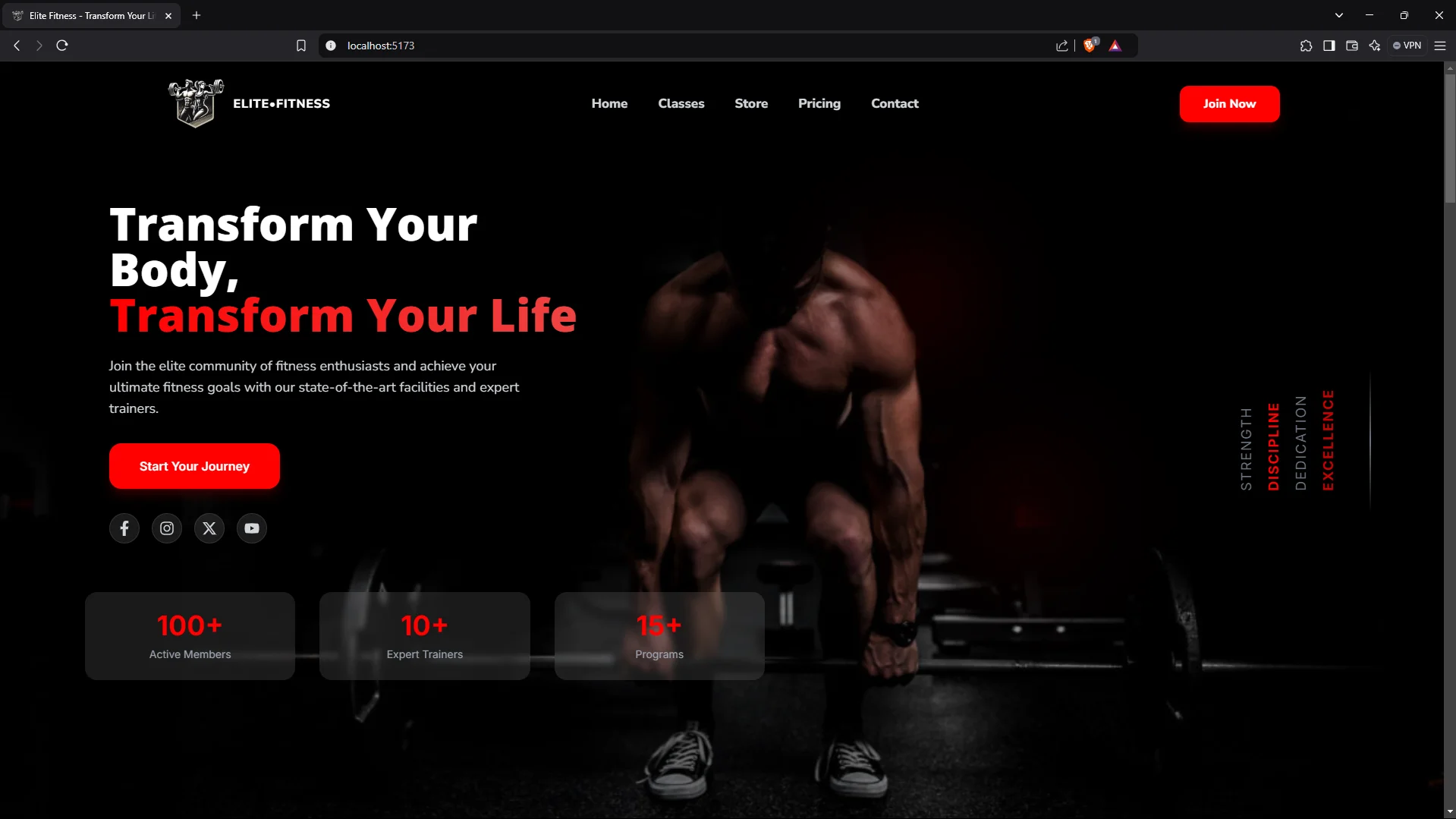 Gym Fitness Landing Page & Store